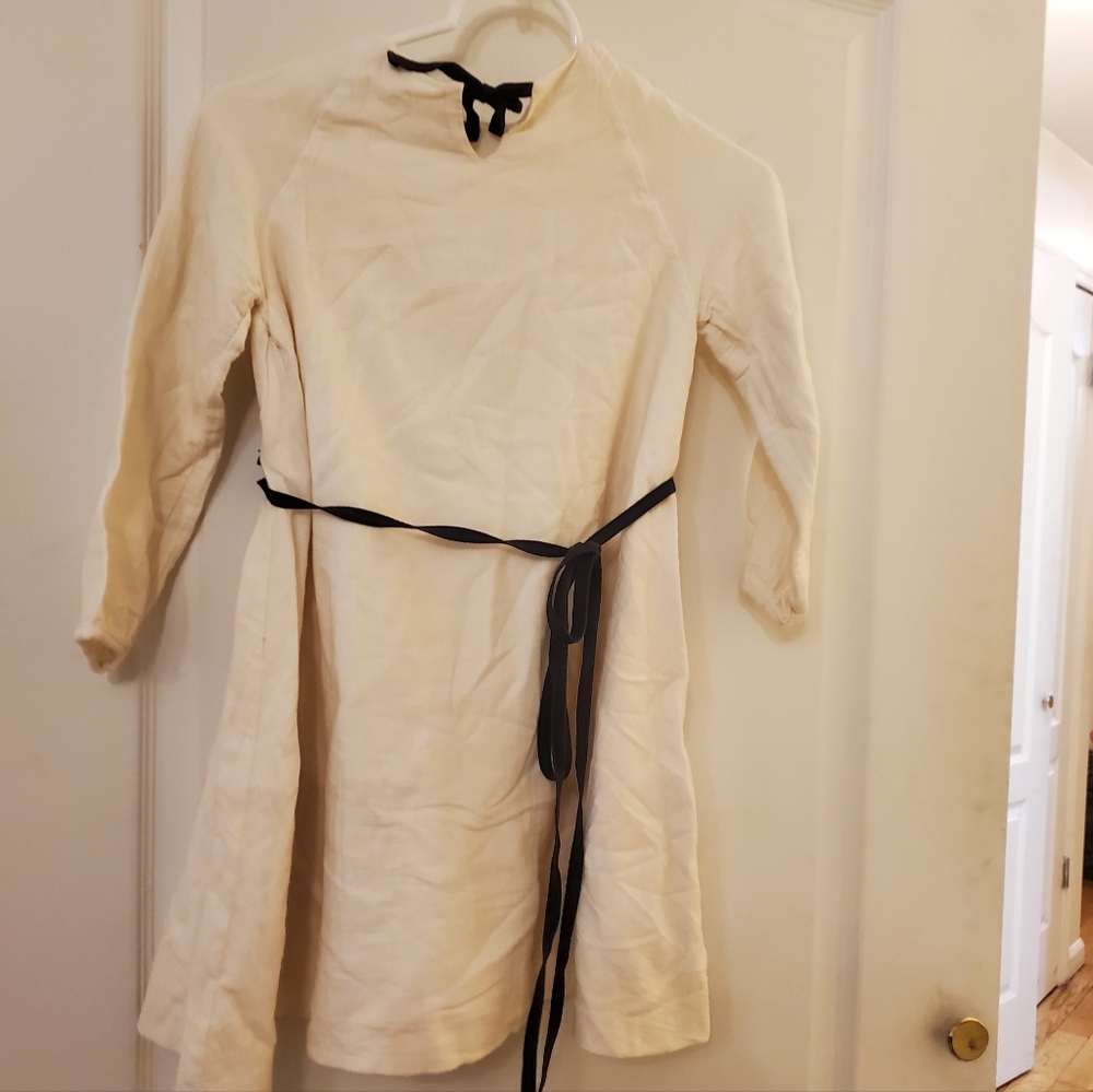 Little Creative Factory cream dress with black ribbon, sz 6